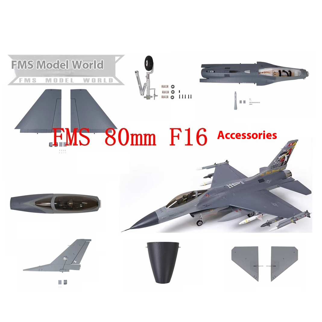 Model Kit F16 - Fms 80mm f16 Flugzeug kompletter Zubehörs